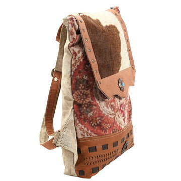 OHLAY KB384 Backpack Upcycled Canvas Hair-On Genuine Leather women bag western handbag purse